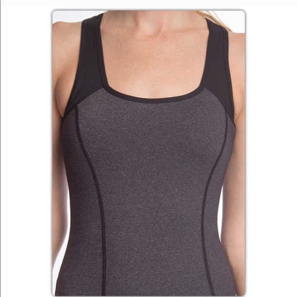 Gray and Black Open Back Workout Tank - Picture 5 of 5